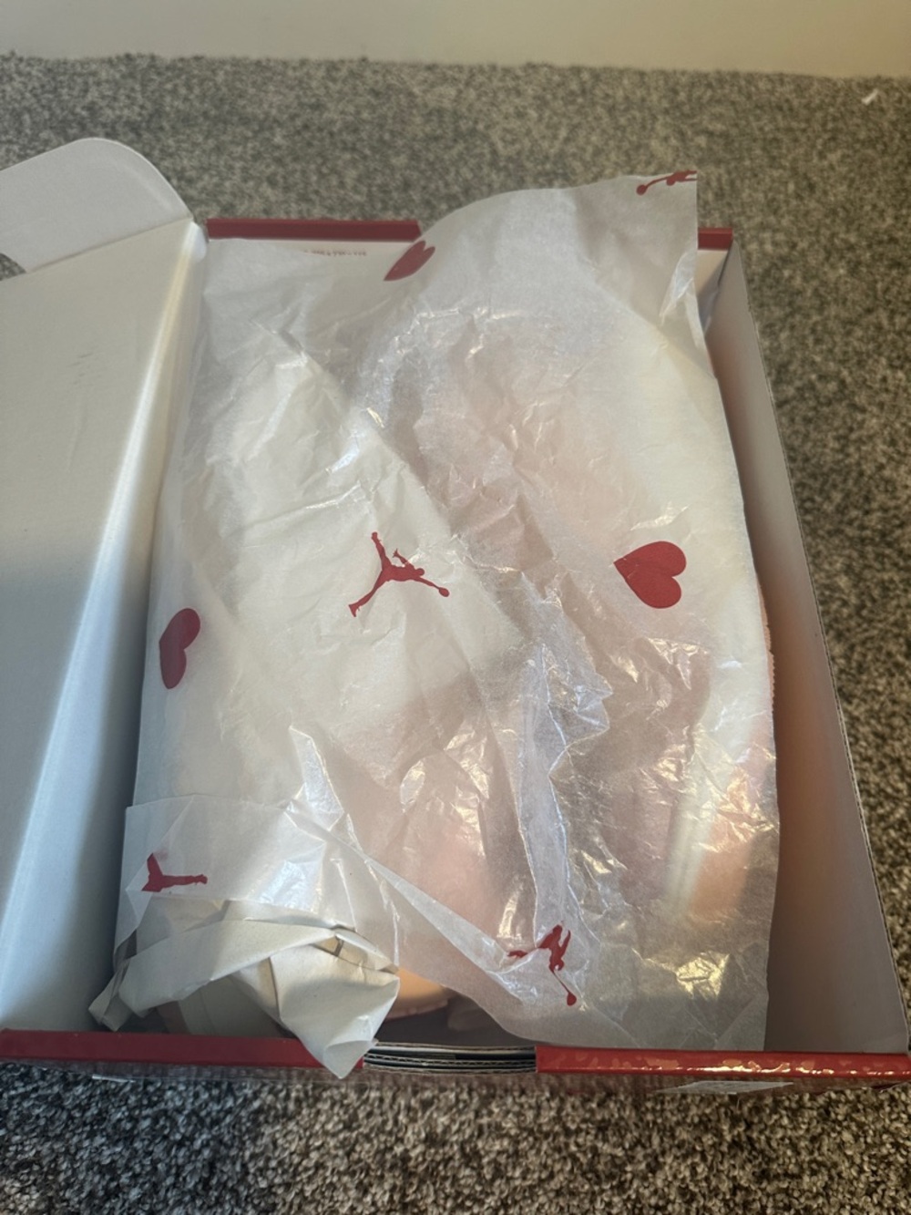 Jordan Retro 3 Sneakers in Pale Pink with Red Accents - Picture 8 of 9